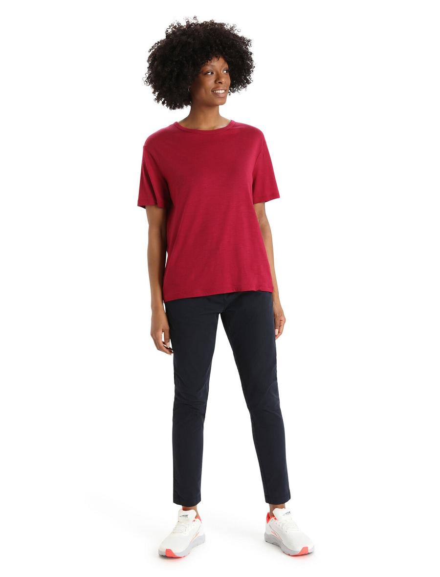 Women's Icebreaker Merino Granary Short Sleeve T Shirts Cherry | CA 1365EBCX